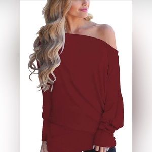 Lacozy Off The Shoulder Casual Long Sleeve Knit Light Pullover Sweater Size XXL